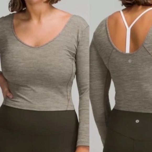 Lululemon Align Heather Gray Long Sleeve Crop Top S - Picture 2 of 8